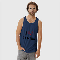 Майка мужская хлопок I Love Tennis, цвет: тёмно-синий — фото 2