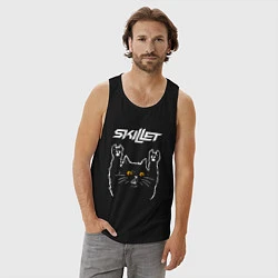 Майка мужская хлопок Skillet rock cat, цвет: черный — фото 2