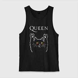 Майка мужская хлопок Queen rock cat, цвет: черный