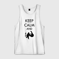 Майка мужская хлопок Keep calm and judo, цвет: белый