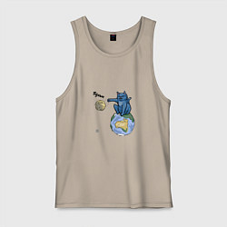 Майка мужская хлопок Сбрось с орбиты, цвет: миндальный