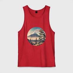 Майка мужская хлопок Природа Японии и Дальнего Востока, цвет: красный