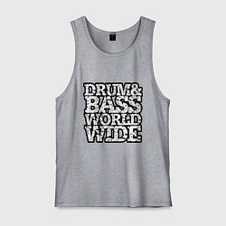 Майка мужская хлопок Drum and bass world wide, цвет: меланж