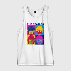 Майка мужская хлопок The Beatles color, цвет: белый