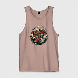 Майка мужская хлопок Power of the Dragon god, цвет: пыльно-розовый