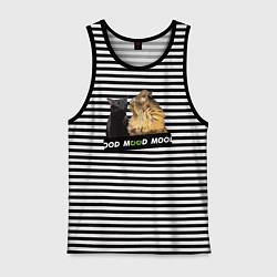 Майка мужская хлопок Черный и рыжий кот - Mood, цвет: черная тельняшка