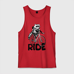 Майка мужская хлопок Raccoon ride, цвет: красный