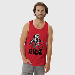 Майка мужская хлопок Raccoon ride, цвет: красный — фото 2