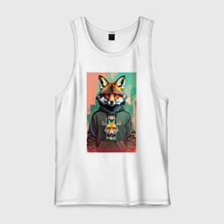 Майка мужская хлопок Dude fox - urban style, цвет: белый