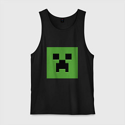 Майка мужская хлопок Minecraft creeper face, цвет: черный