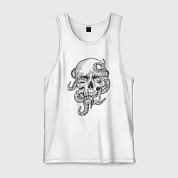 Майка мужская хлопок Skull octopus, цвет: белый