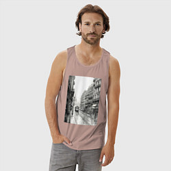 Майка мужская хлопок Черно-белый париж, цвет: пыльно-розовый — фото 2