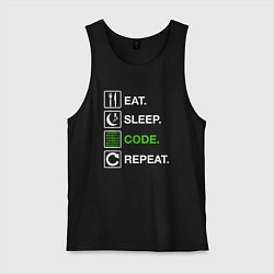 Майка мужская хлопок Eat Sleep Code Repeat, цвет: черный