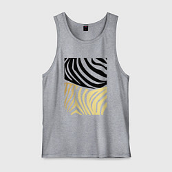 Майка мужская хлопок Принт зебра черно- золотой, цвет: меланж