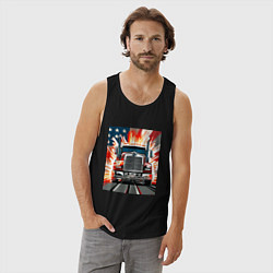 Майка мужская хлопок Американский грузовик, цвет: черный — фото 2