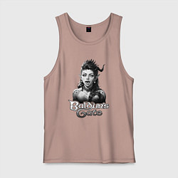 Майка мужская хлопок Карлах - ахегао - черный и белый, цвет: пыльно-розовый