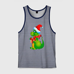 Майка мужская хлопок Дракон с подарком, цвет: синяя тельняшка