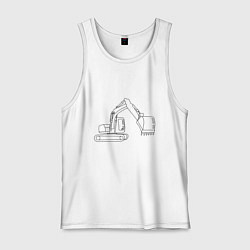 Майка мужская хлопок Эксковатор контурный, цвет: белый