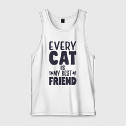 Майка мужская хлопок Every cat is my best friend, цвет: белый
