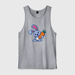 Майка мужская хлопок Весёлый зайчик с морковкой, цвет: меланж