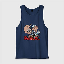 Майка мужская хлопок Попай - бицепс, цвет: тёмно-синий
