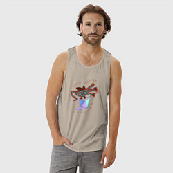 Майка мужская хлопок Змей Горыныч с монетой Эфириума, цвет: миндальный — фото 2