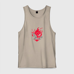 Майка мужская хлопок Логотип Samurai Cyberpunk 2077, цвет: миндальный