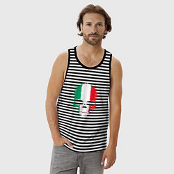 Майка мужская хлопок Череп Италия, цвет: черная тельняшка — фото 2