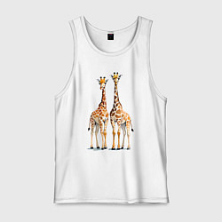 Майка мужская хлопок Друзья-жирафы, цвет: белый