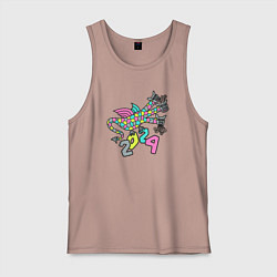 Майка мужская хлопок Русский дракон на Новый год, цвет: пыльно-розовый