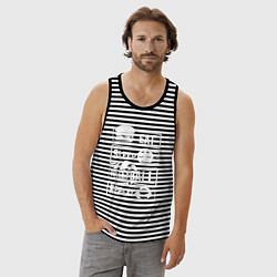 Майка мужская хлопок Волейбольный день, цвет: черная тельняшка — фото 2