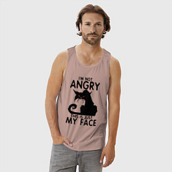 Майка мужская хлопок I am not angry cat, цвет: пыльно-розовый — фото 2