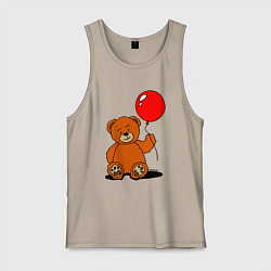 Майка мужская хлопок Плюшевый медведь с воздушным шариком, цвет: миндальный