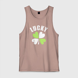 Майка мужская хлопок Lucky day, цвет: пыльно-розовый