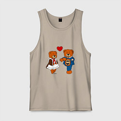 Майка мужская хлопок Мишки: Айгуль и Марат, цвет: миндальный