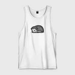 Майка мужская хлопок Ежик притаился, цвет: белый