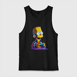 Майка мужская хлопок Bart is an avid gamer, цвет: черный