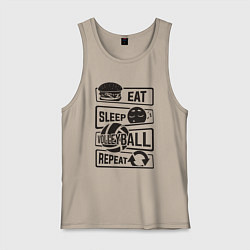 Майка мужская хлопок Есть спать волейбол, цвет: миндальный