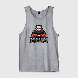 Майка мужская хлопок Панда геймер с гейпадом, цвет: меланж