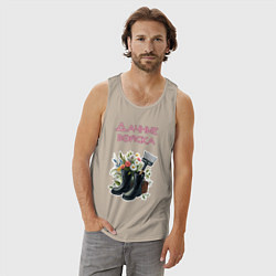 Майка мужская хлопок Дачные войска - отряд цветоводов, цвет: миндальный — фото 2