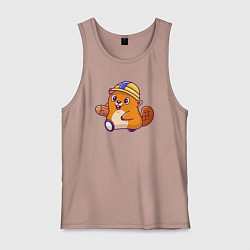 Майка мужская хлопок Строитель бобёр, цвет: пыльно-розовый