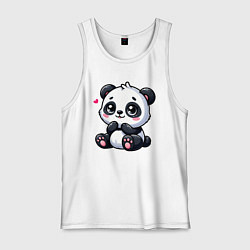 Майка мужская хлопок Забавная маленькая панда, цвет: белый