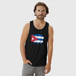 Майка мужская хлопок Флаг Кубы, цвет: черный — фото 2