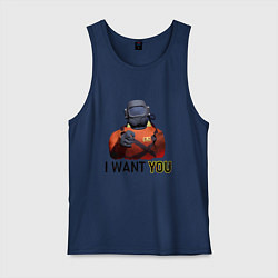 Майка мужская хлопок Lethal Company: I want you, цвет: тёмно-синий