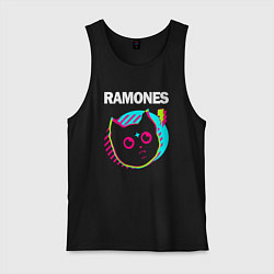 Майка мужская хлопок Ramones rock star cat, цвет: черный
