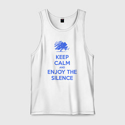 Майка мужская хлопок Keep calm and enjoy the silence, цвет: белый