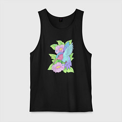 Майка мужская хлопок Маленькая птичка колибри, цвет: черный