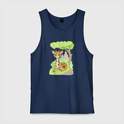 Майка мужская хлопок Милый маленький жираф, цвет: тёмно-синий