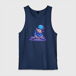 Майка мужская хлопок Little dj, цвет: тёмно-синий