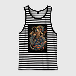 Майка мужская хлопок Муай Тай боец и змея, цвет: черная тельняшка